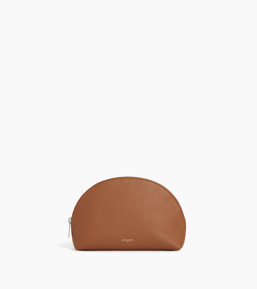 Trousse de toilette demi-lune en cuir grainé