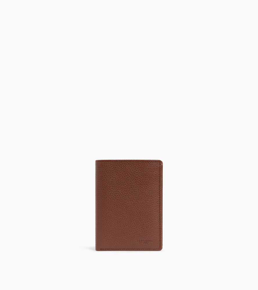 Portefeuille moyen modèle vertical zippé 2 volets Charles en cuir grainé