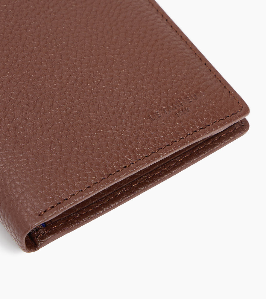 Portefeuille moyen modèle vertical zippé 2 volets Charles en cuir grainé