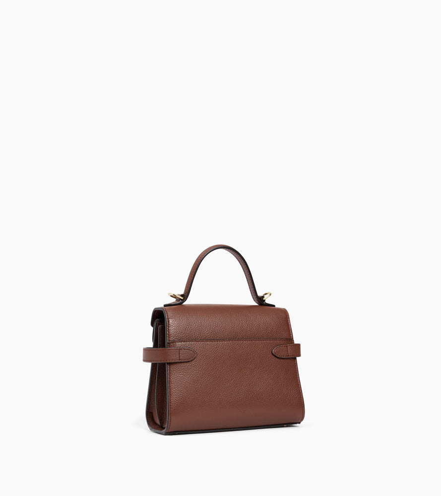 Petit sac à main double rabat Emilie en cuir grainé