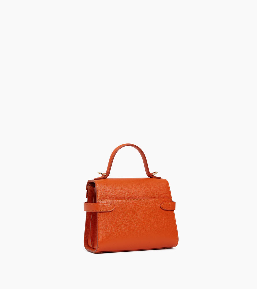 Petit sac à main double rabat Emilie en cuir grainé