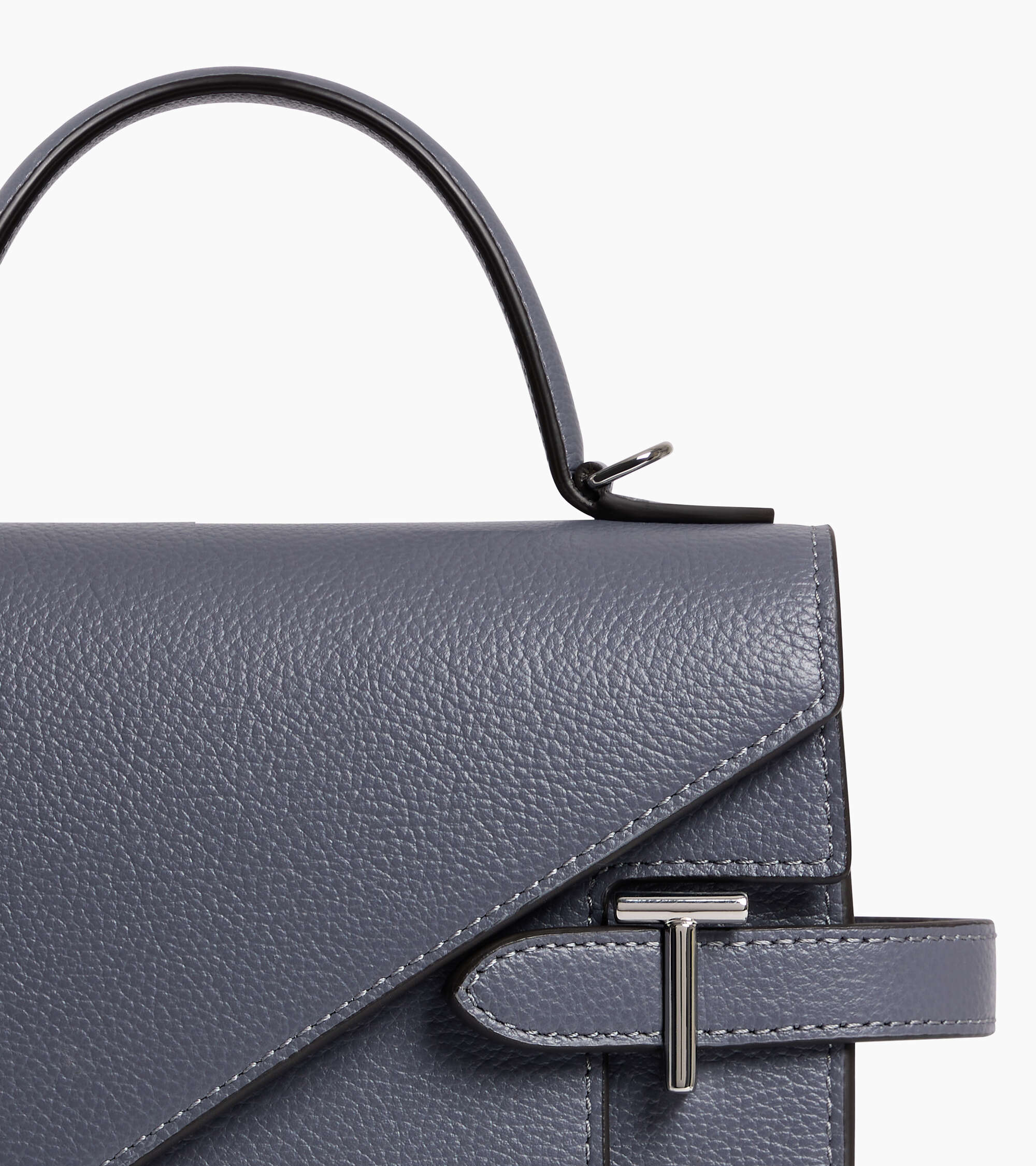 Emilie medium handbag with double flap in grained leather