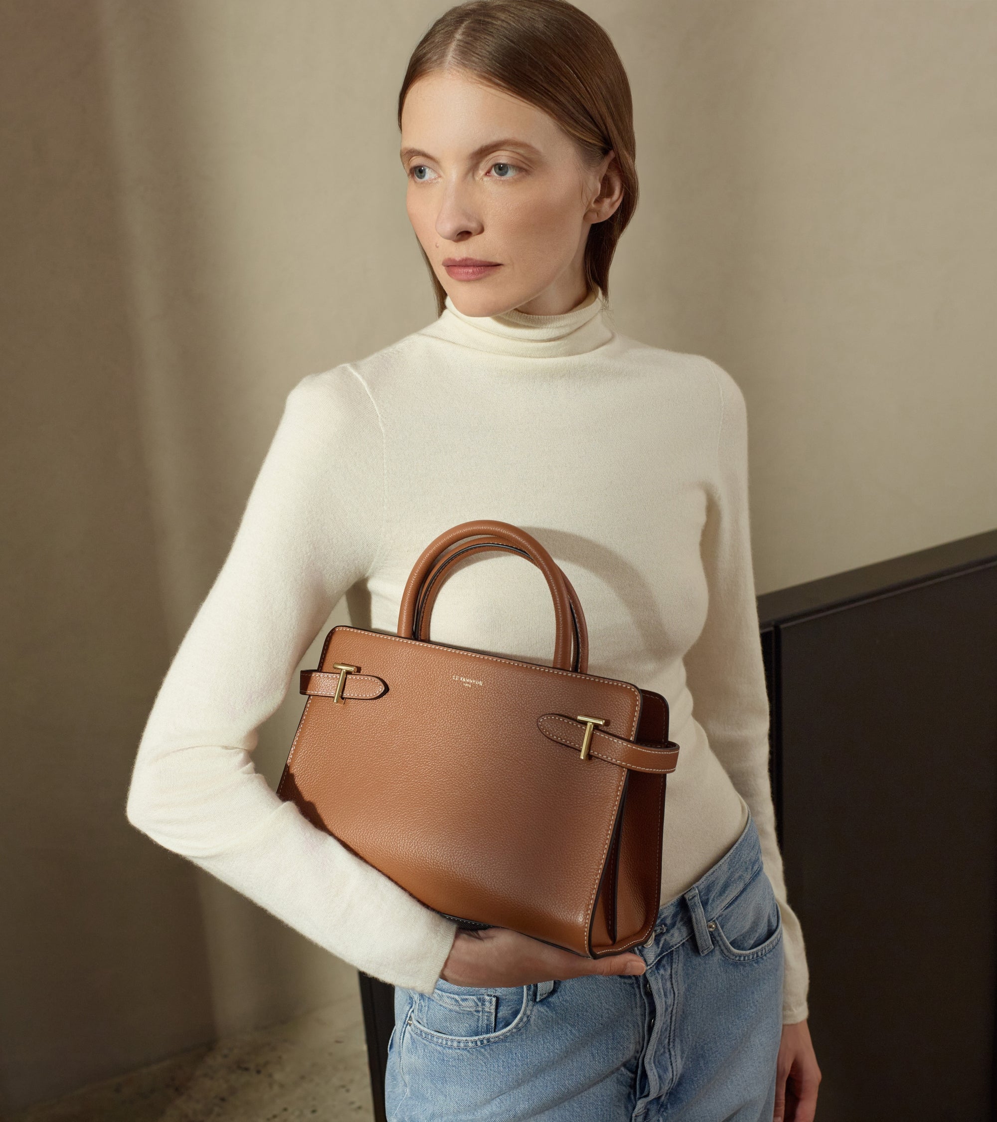 Sac à main moyen modèle Emilie en cuir grainé