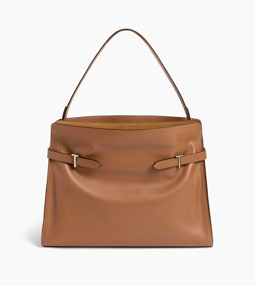 Emie maxi shoulder bag in smooth leather and nubuck
