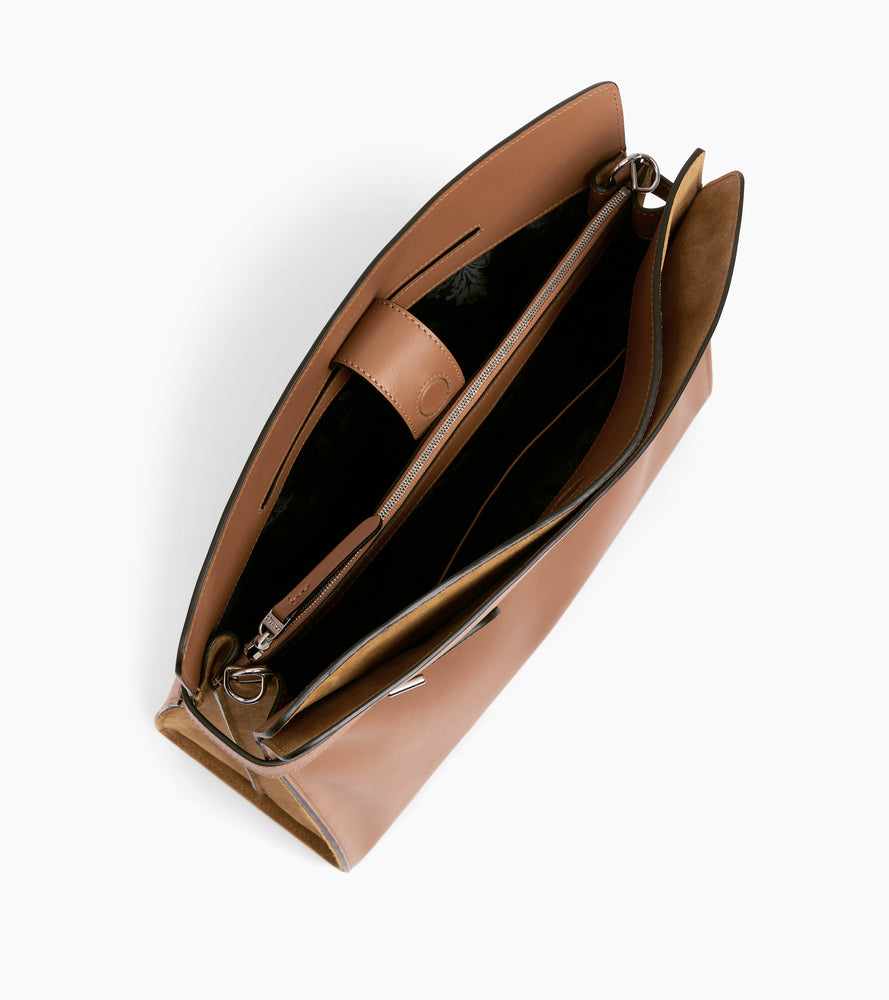 Emie maxi shoulder bag in smooth leather and nubuck