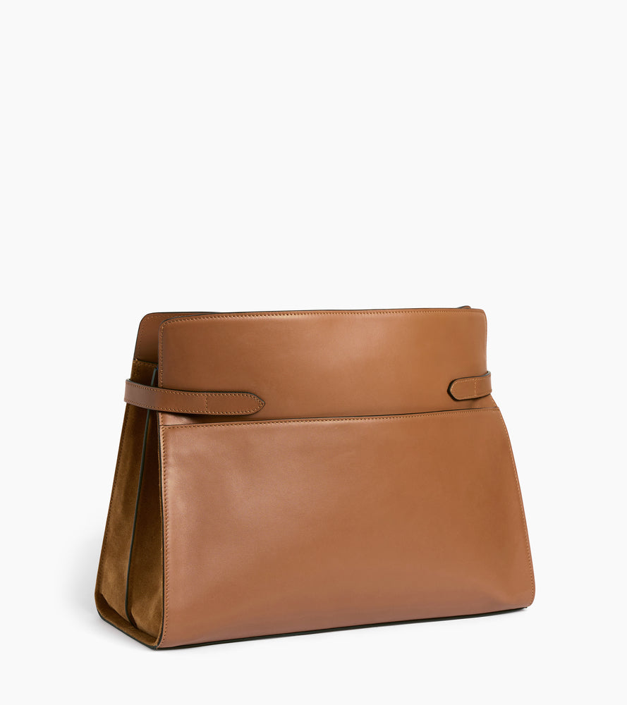 Emie maxi shoulder bag in smooth leather and nubuck