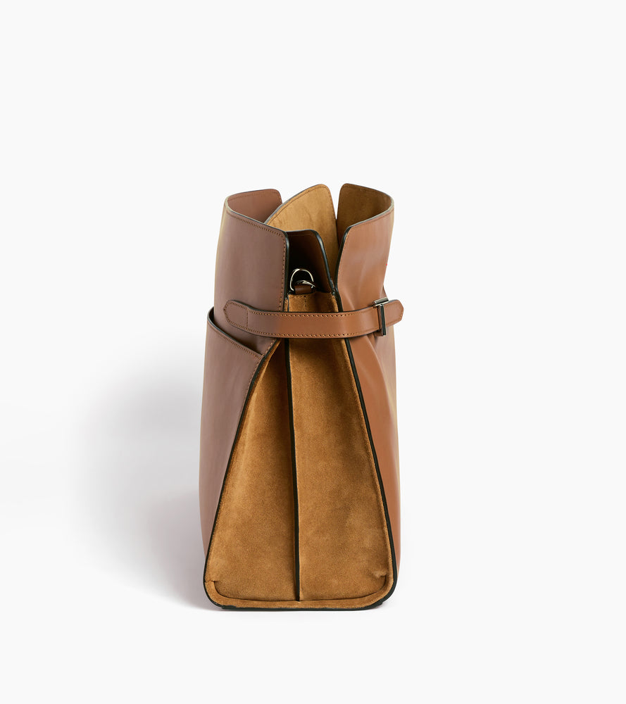 Emie maxi shoulder bag in smooth leather and nubuck