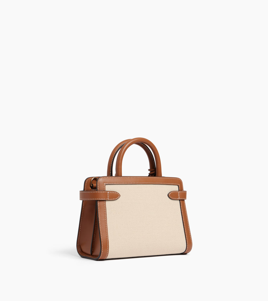 Petit sac à main Emilie en toile coton et cuir lisse