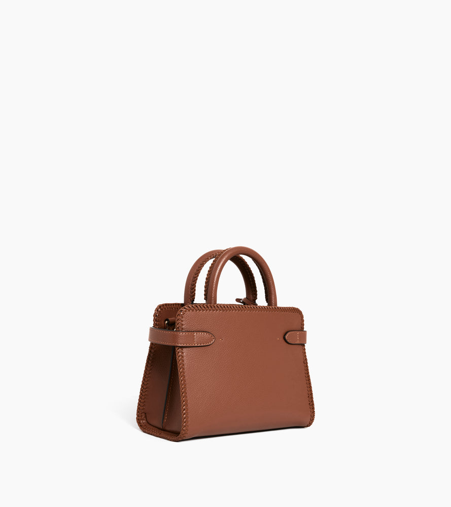 Petit sac à main Emilie en cuir grainé avec surpiqûres