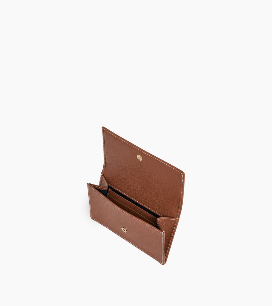 Porte cartes à rabat Ella en cuir grainé