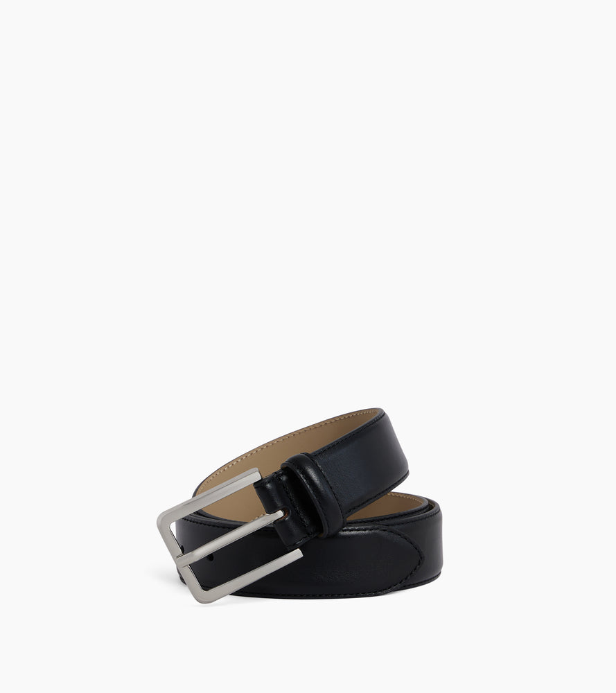 Men's belt with round buckle in smooth leather